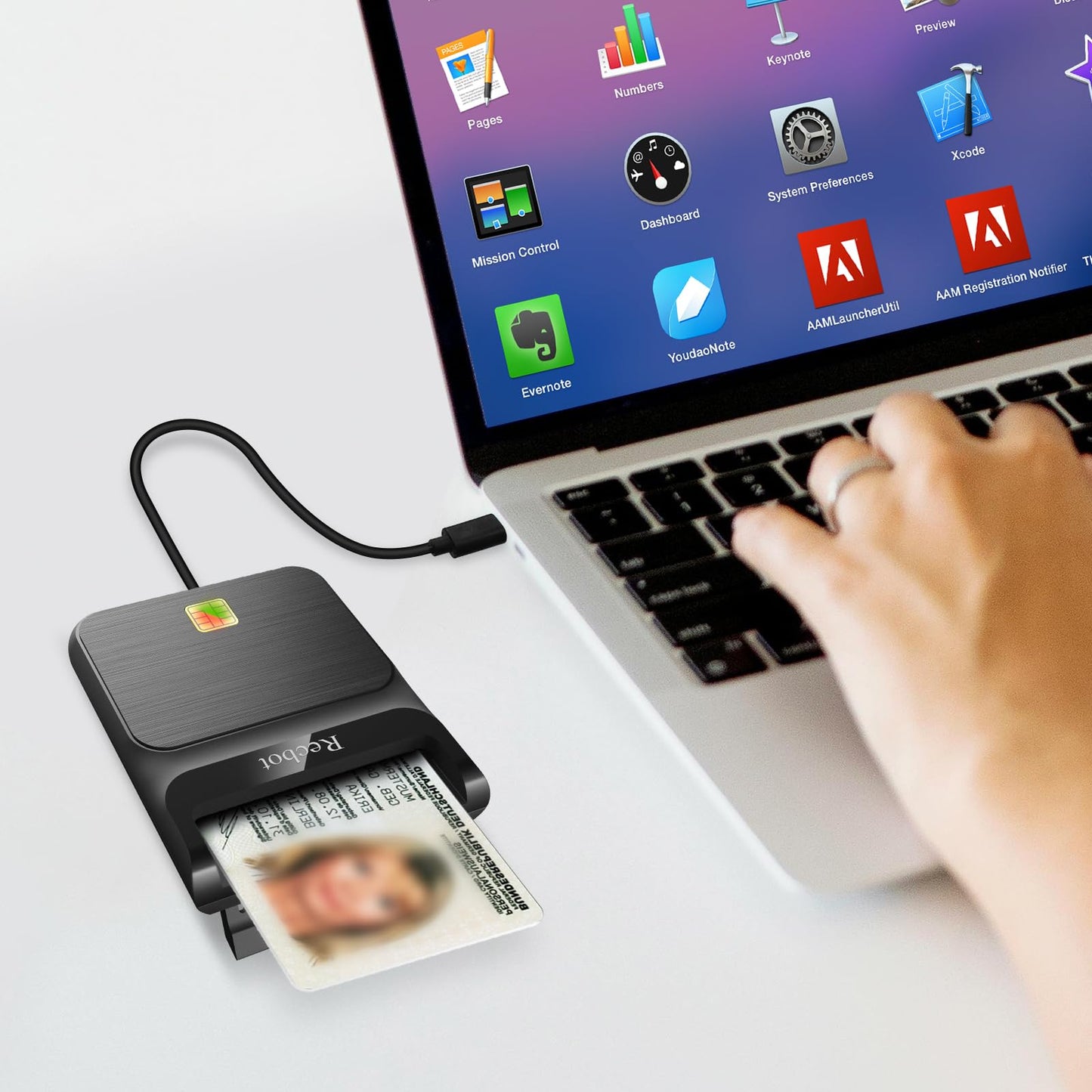 Recbot CAC Reader USB C, CAC Reader Military USB C, DOD Military USB C Common Access CAC Card Reader Military, Compatible with Windows, Mac OS and Linux