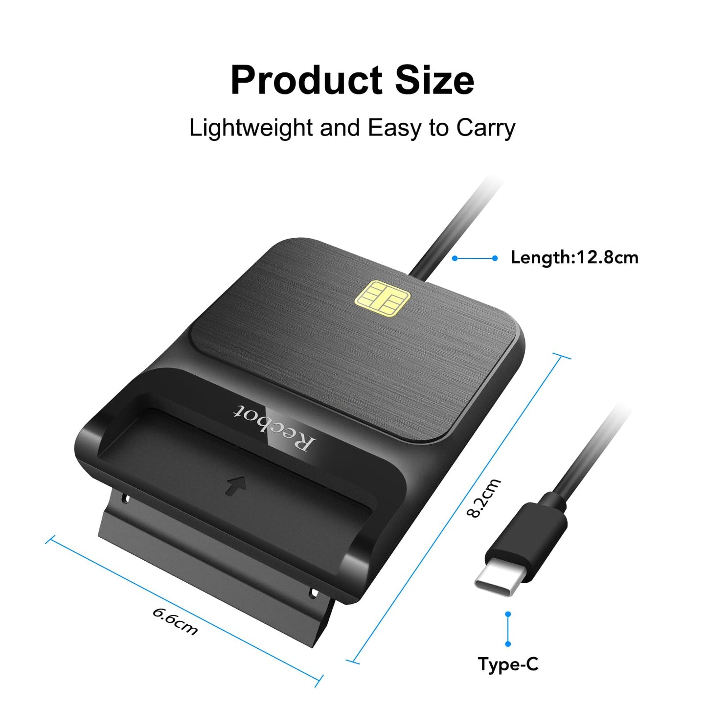 Recbot CAC Reader USB C, CAC Reader Military USB C, DOD Military USB C Common Access CAC Card Reader Military, Compatible with Windows, Mac OS and Linux