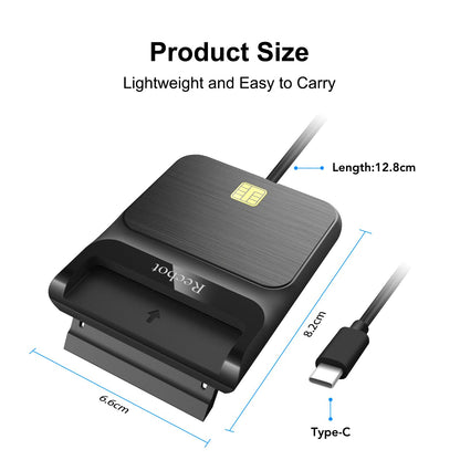 Recbot CAC Reader USB C, CAC Reader Military USB C, DOD Military USB C Common Access CAC Card Reader Military, Compatible with Windows, Mac OS and Linux